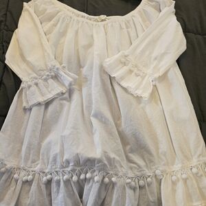 Ford White Blouse with Pom-Pom Trim